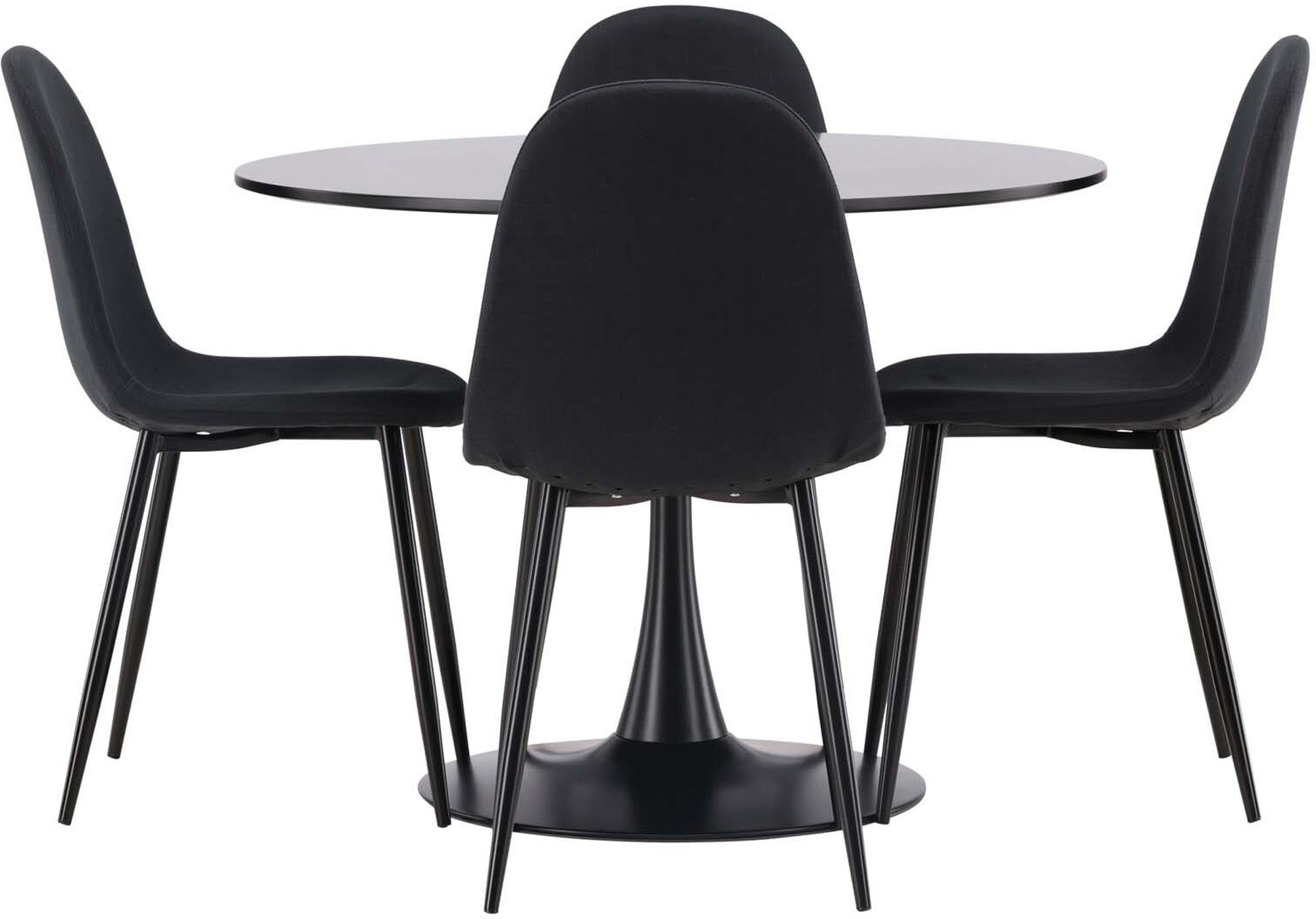 Erleben Sie das Glade Esszimmerset von Venture Home: moderner Tisch (100 cm) und 4 stilvolle Stühle, ideal für einladende Esszimmer.