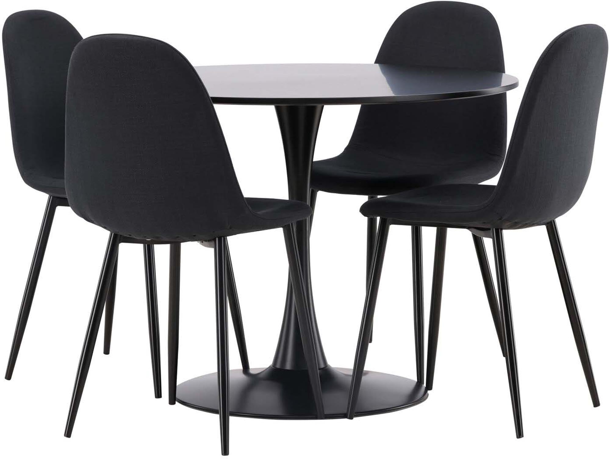 Elegantes Glade Esszimmerset: Skandinavisches Design, runder Tisch (⌀100cm), 4 komfortable Stühle, ideal für stilvolle Räume.