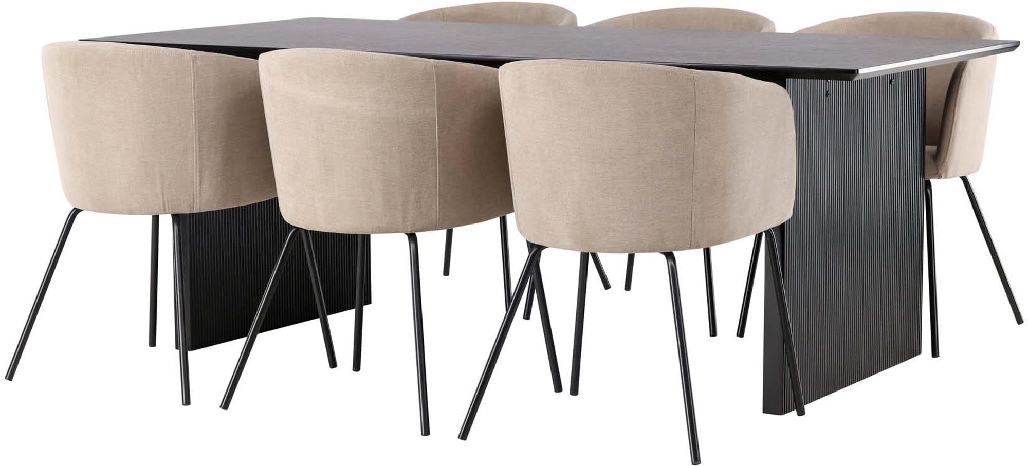 Entdecken Sie das Vail Esszimmerset + Berit 200cm/6St. von Venture Home – stilvolles Design trifft auf modernen Komfort für unvergessliche Essmomente.