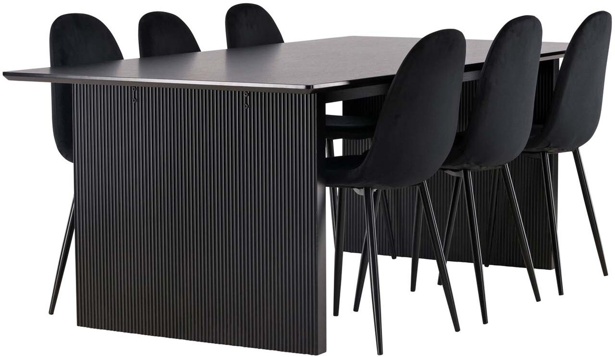 Modernes Vail Esszimmerset mit 200 cm Tisch und 6 stilvollen Polar-Stühlen. Ideal für gesellige Abende und stilvolle Einrichtung.