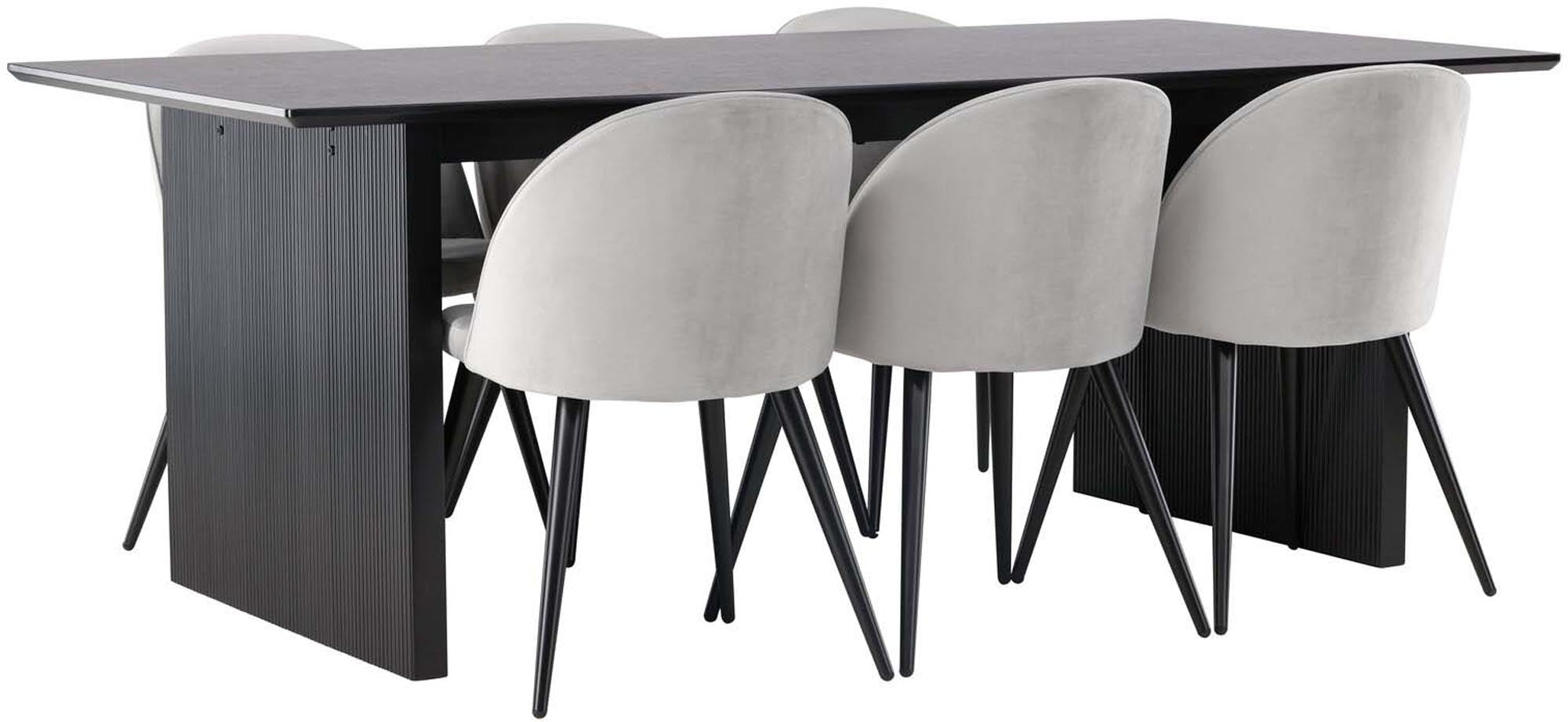 Vail Esszimmerset: 200cm Tisch & 6 Stühle, stilvoll & komfortabel.