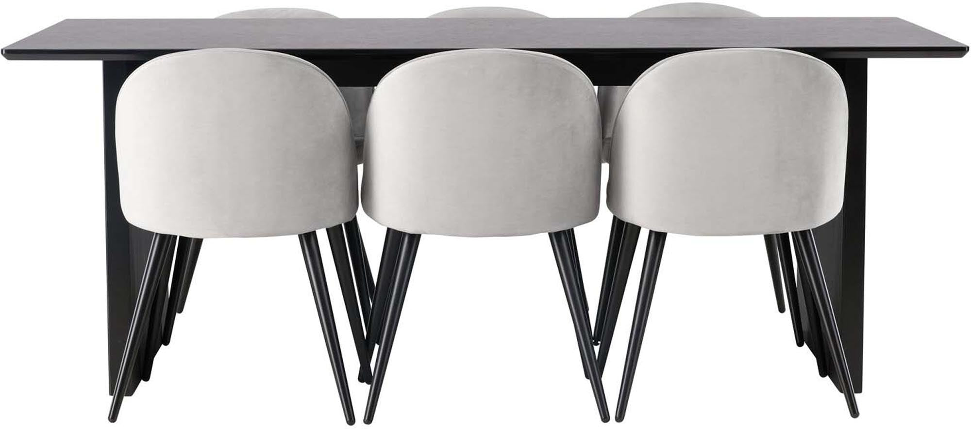 Vail Esszimmerset: Eleganter 200cm Tisch mit 6 luxuriösen Velvet-Stühlen. Ideal für gesellige Abende und stilvolle Einrichtung.