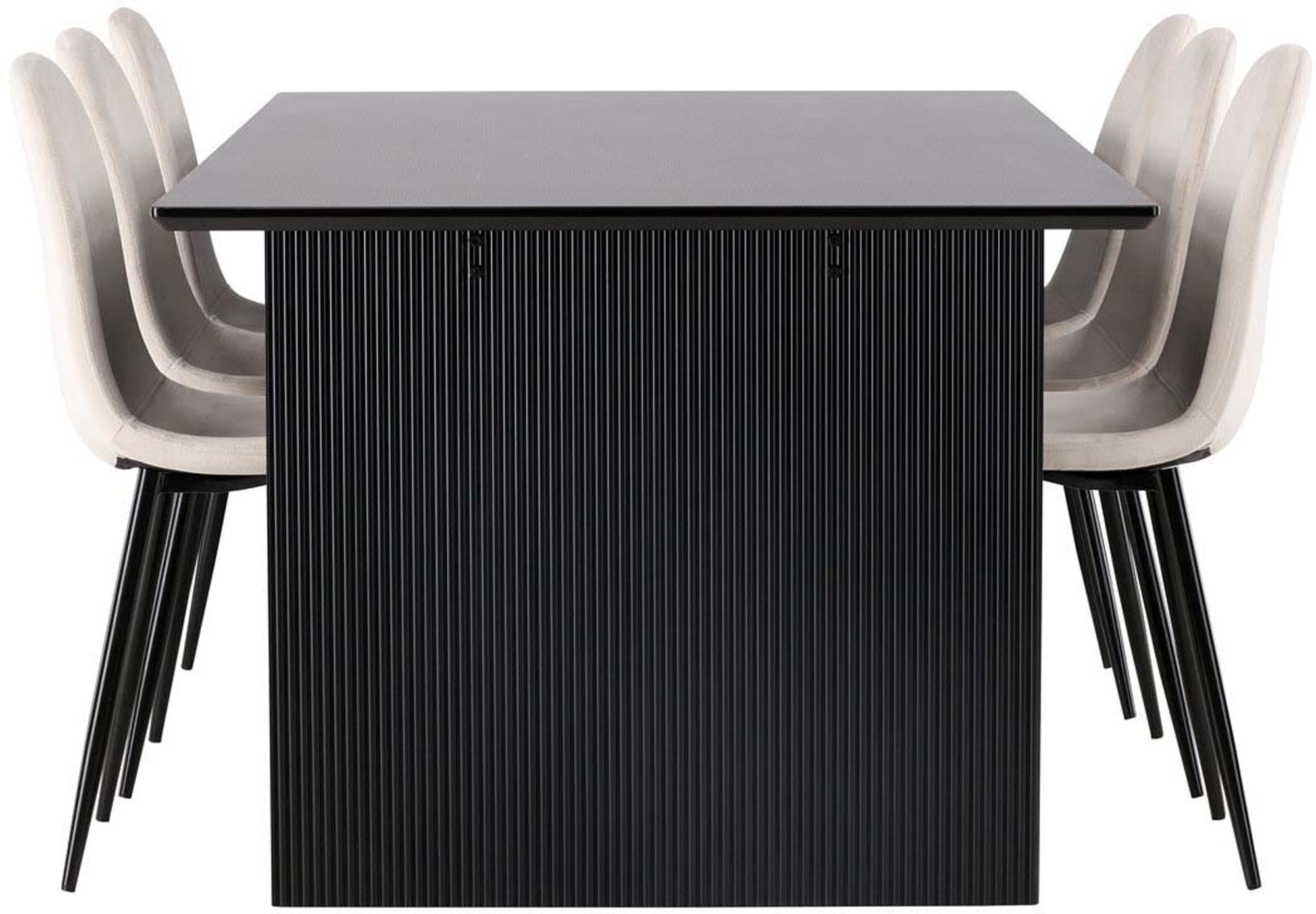 Modernes Vail Esszimmerset mit 200 cm Tisch und 6 stilvollen Stühlen. Ideal für gesellige Abende und einladende Esszimmergestaltung.