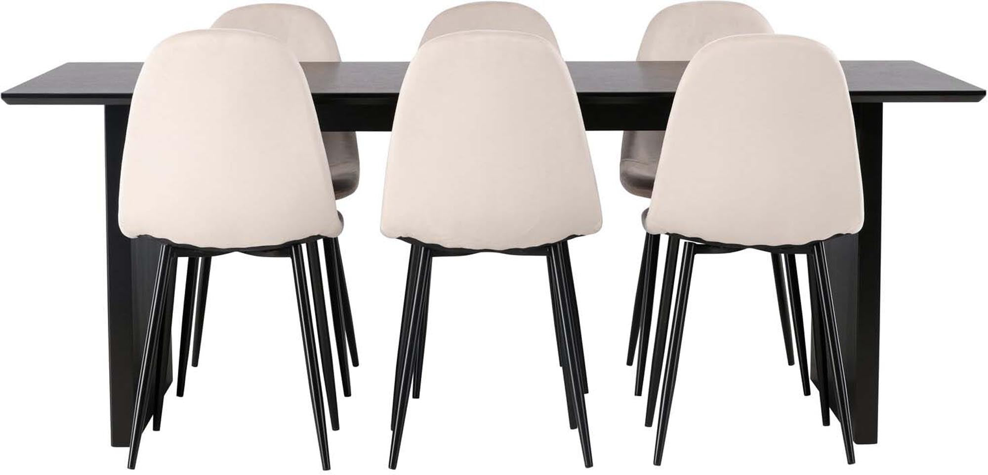 Modernes Vail Esszimmerset mit 200 cm Tisch und 6 stilvollen Polar-Stühlen. Ideal für gesellige Abende und stilvolle Einrichtung.