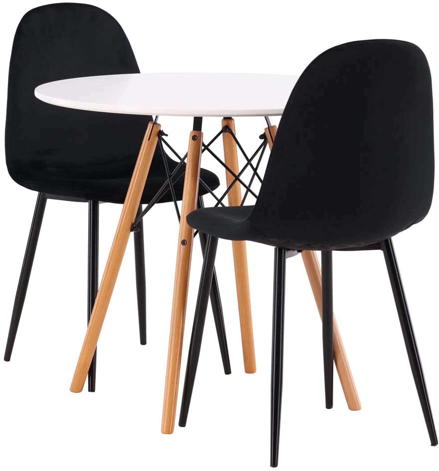 Stilvolles Danburi Esszimmerset mit runden Polar-Tisch und bequemen Stühlen. Ideal für kleine Essbereiche und gemütliche Zusammenkünfte.