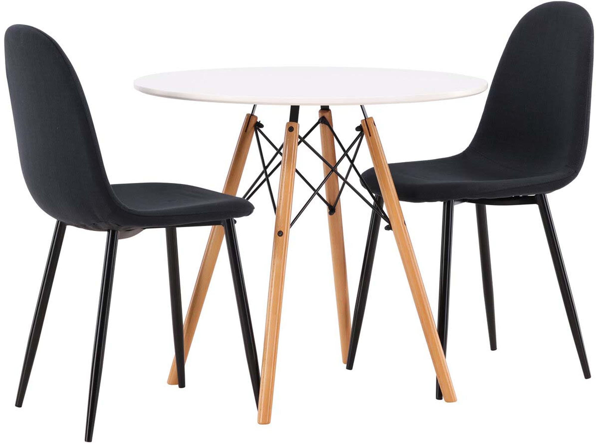 Elegantes Danburi Esszimmerset mit runden Polar-Tisch und bequemen Stühlen, perfekt für kleine Essbereiche und stilvolle Akzente.