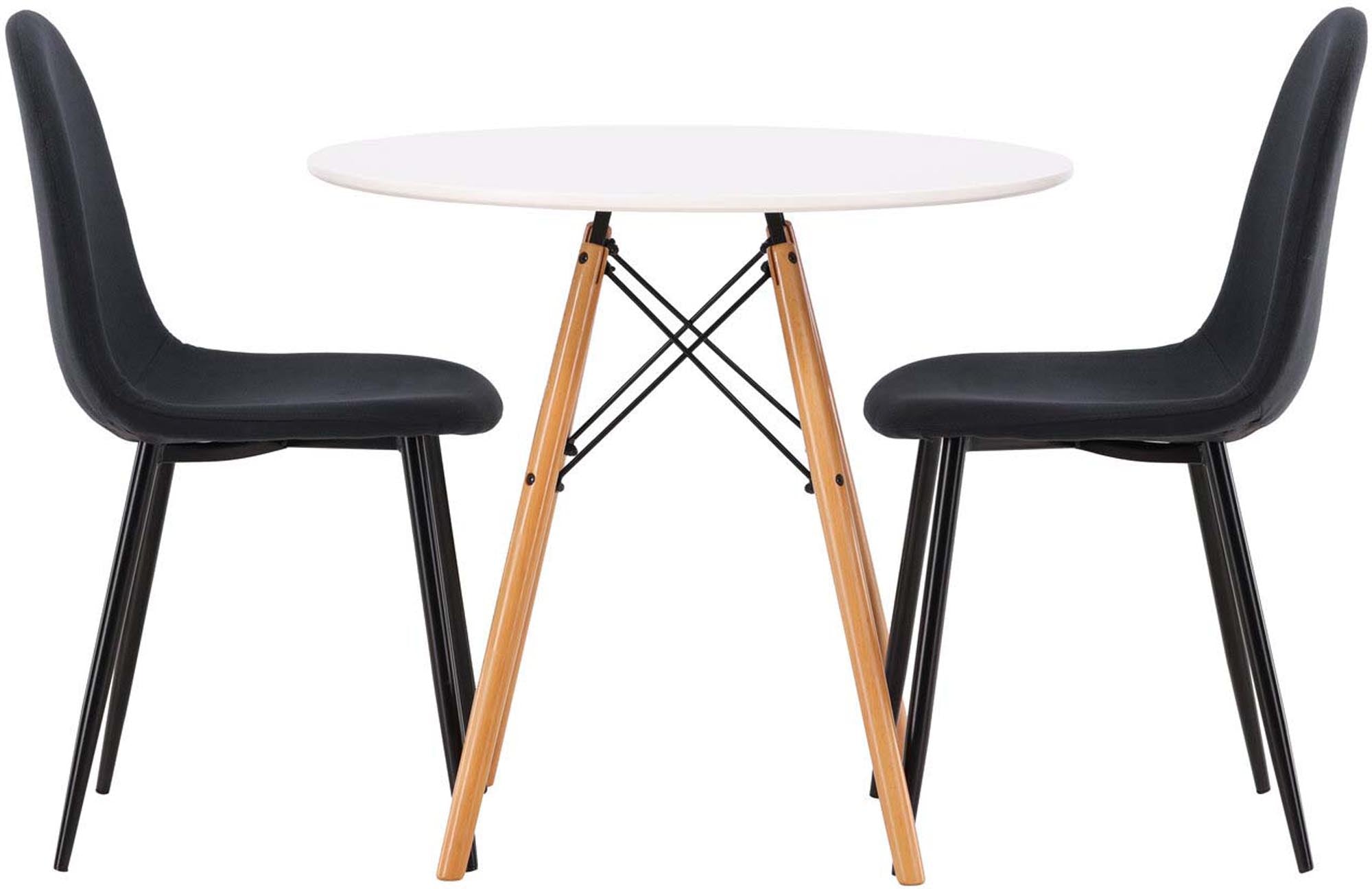 Stilvolles Danburi Esszimmerset mit elegantem runden Tisch und komfortablen Polar-Stühlen, ideal für kompakte Essbereiche und modernes Wohnen.