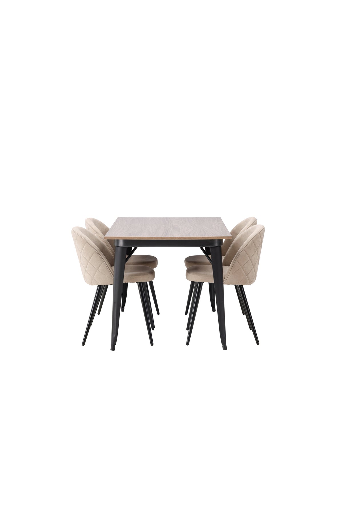 Tempe Esszimmerset + Velvet 140cm/4St. in Beige, Schwarz präsentiert im Onlineshop von KAQTU Design AG. Esszimmerset ist von Venture Home
