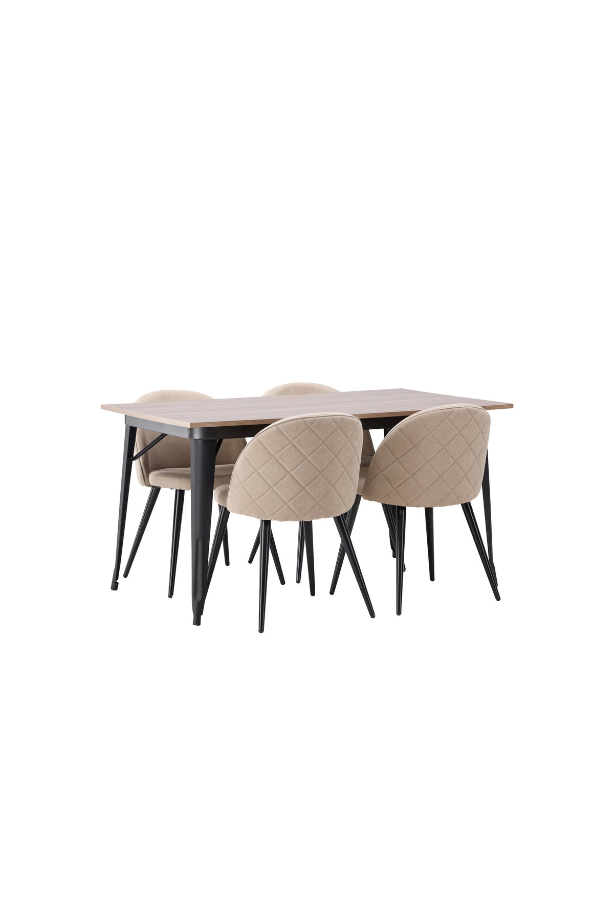 Tempe Esszimmerset + Velvet 140cm/4St. in Beige, Schwarz präsentiert im Onlineshop von KAQTU Design AG. Esszimmerset ist von Venture Home