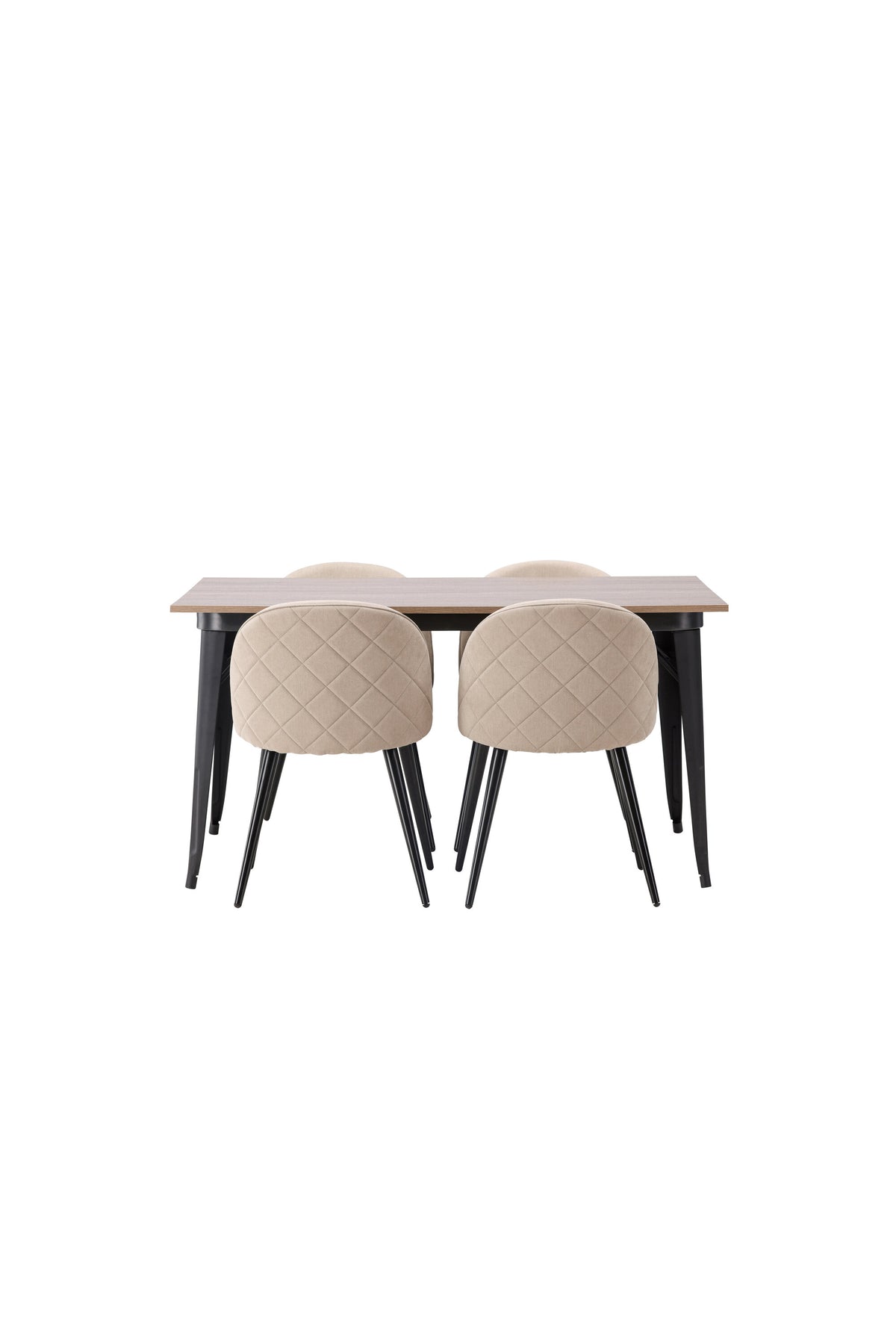 Tempe Esszimmerset + Velvet 140cm/4St. in Beige, Schwarz präsentiert im Onlineshop von KAQTU Design AG. Esszimmerset ist von Venture Home