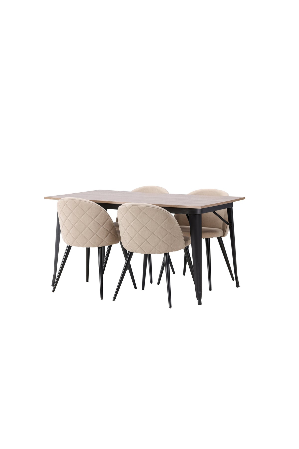 Tempe Esszimmerset + Velvet 140cm/4St. in Beige, Schwarz präsentiert im Onlineshop von KAQTU Design AG. Esszimmerset ist von Venture Home