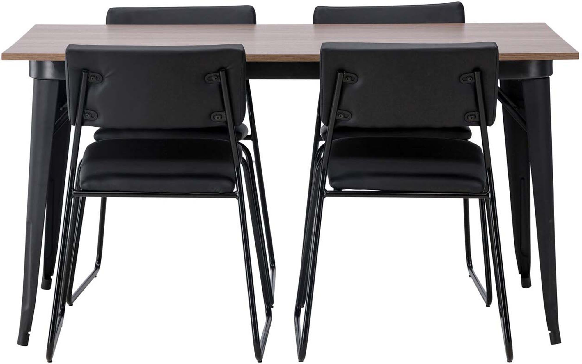 Elegantes Esszimmerset mit Walnusstisch und 4 Kenth-Stühlen, ideal für stilvolle, gesellige Runden.