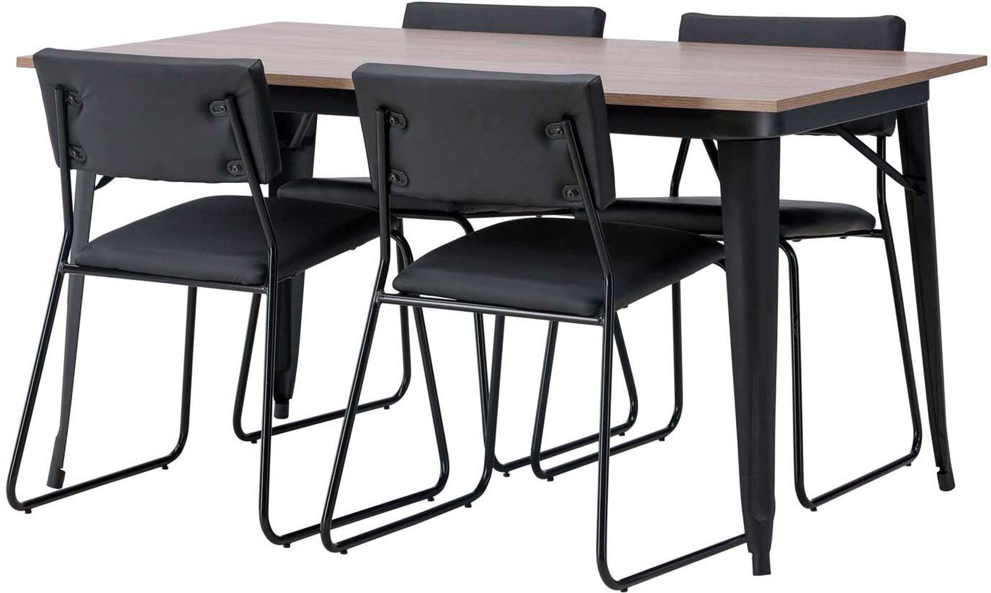 Skandinavisches Esszimmerset mit hochwertigem Walnusstisch und 4 bequemen Kenth-Stühlen für einladende Essmomente.