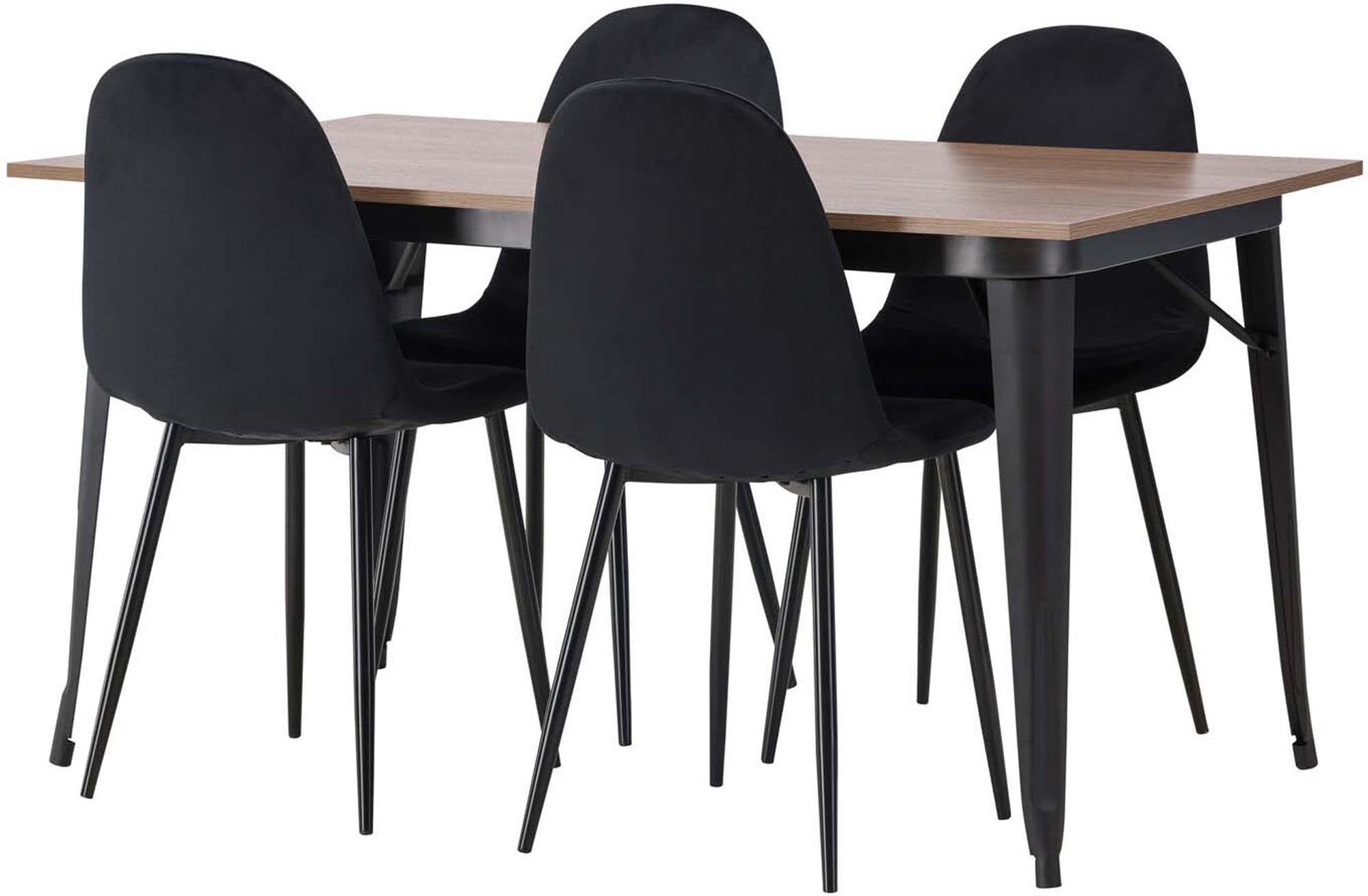 Erleben Sie das Tempe Esszimmerset von Venture Home: Ein eleganter 140 cm Tisch und 4 komfortable Stühle, ideal für modernes skandinavisches Design und gesellige Runden.