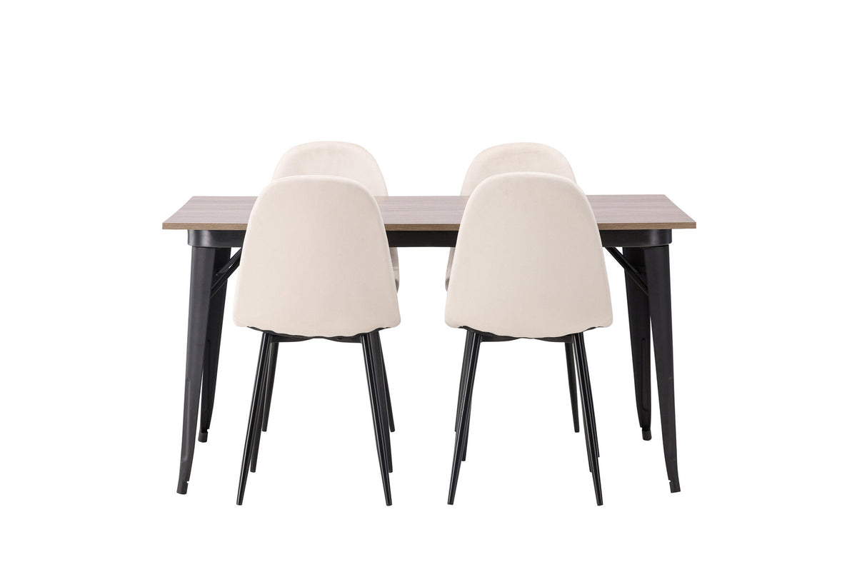 Tempe Esszimmerset + Polar 140cm/4St. in Beige, Schwarz präsentiert im Onlineshop von KAQTU Design AG. Esszimmerset ist von Venture Home