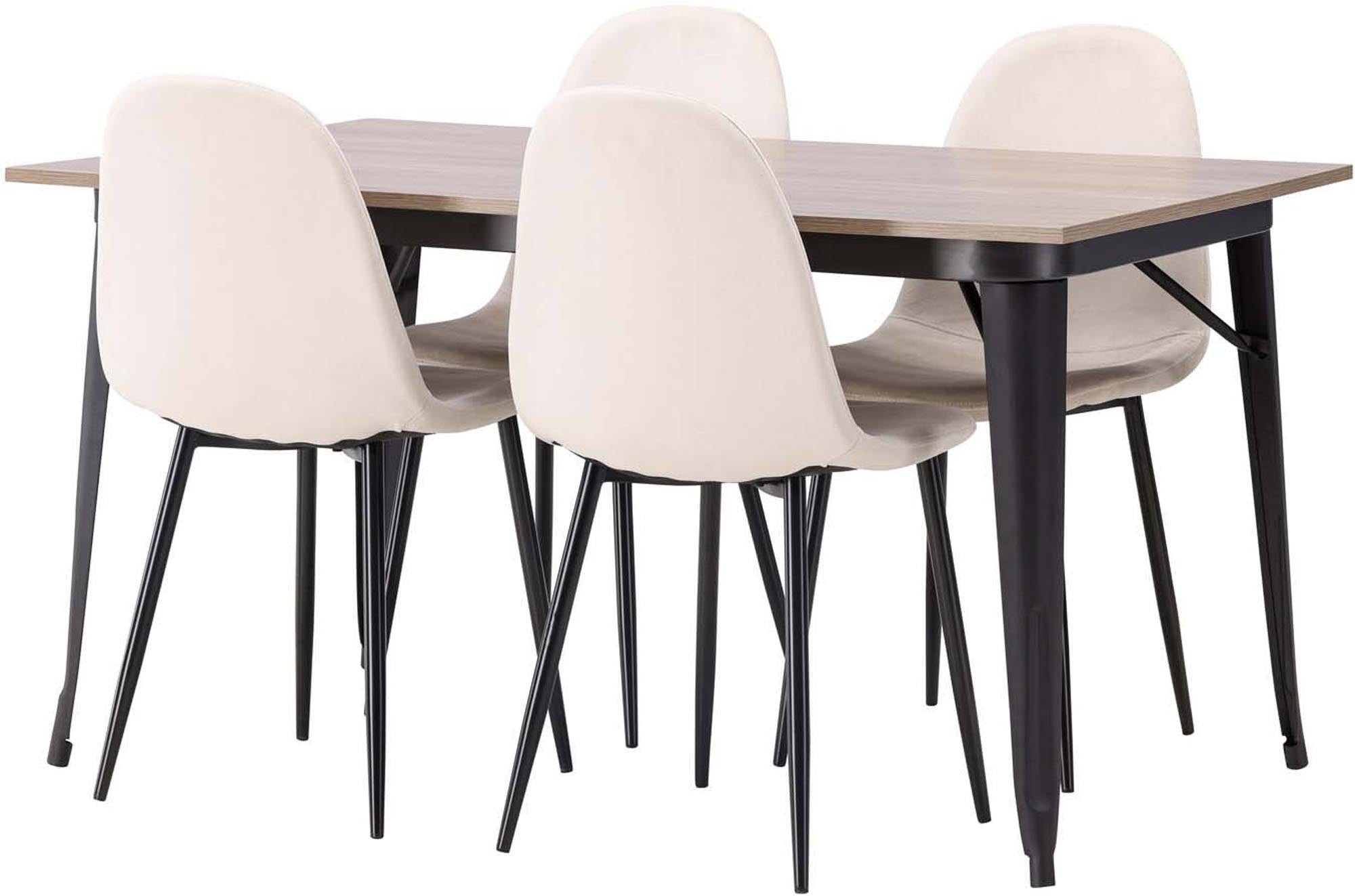 Stilvolles Tempe Esszimmerset mit Polar Tisch, 140cm, 4 Stühle.