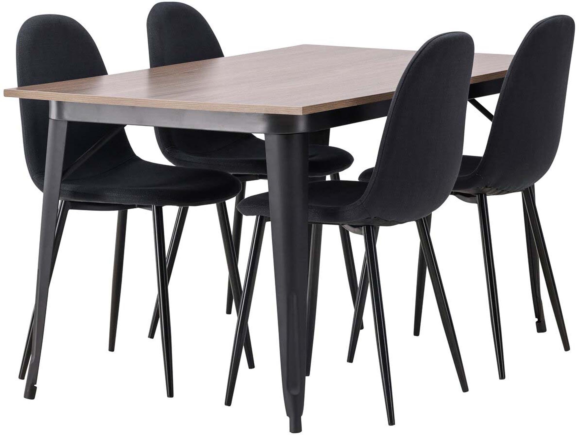 Stilvolles Esszimmerset Tempe + Polar, 140cm, 4 komfortable Stühle, skandinavisches Design für einladende Essbereiche.