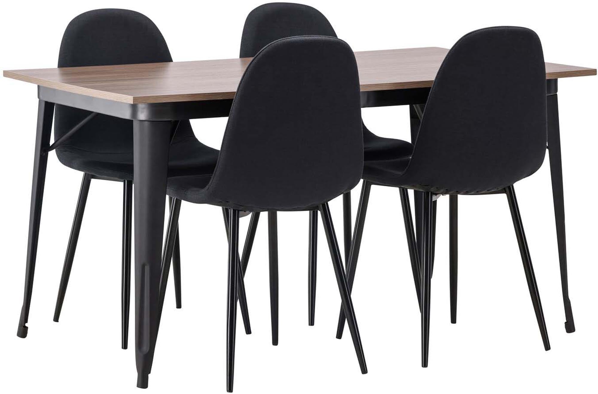 Elegantes Esszimmerset Tempe + Polar, 140 cm, mit 4 bequemen Stühlen. Ideal für skandinavische Wohnräume und gesellige Anlässe.