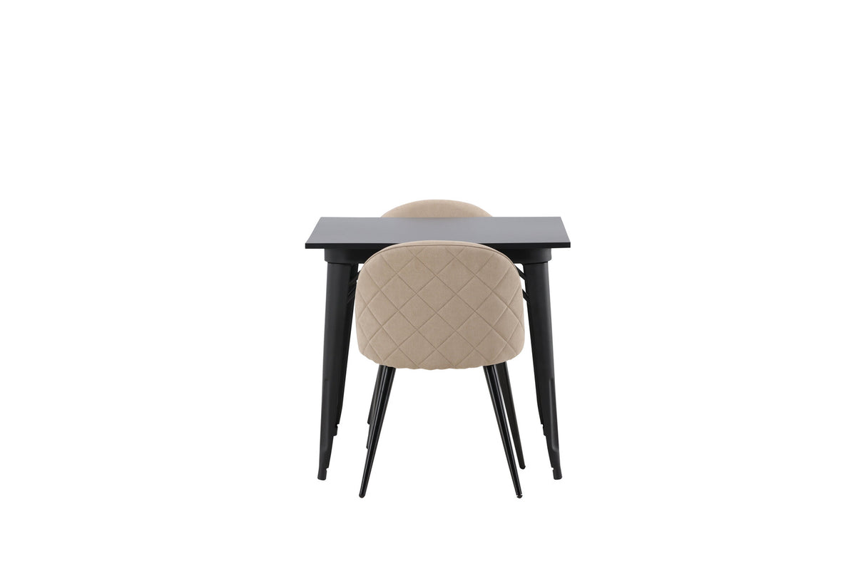 Tempe Esszimmerset + Velvet 80cm/2St. in Beige, Schwarz präsentiert im Onlineshop von KAQTU Design AG. Esszimmerset ist von Venture Home