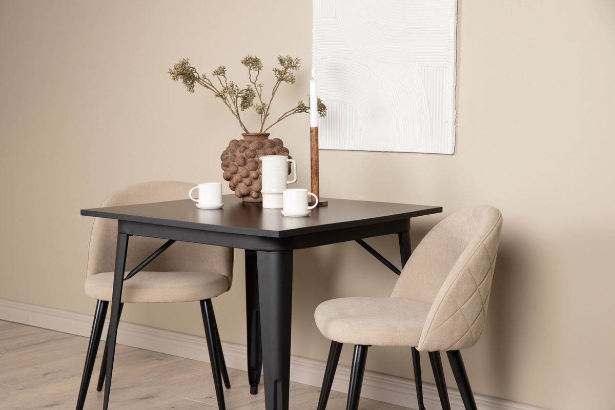Tempe Esszimmerset + Velvet 80cm/2St. in Beige, Schwarz präsentiert im Onlineshop von KAQTU Design AG. Esszimmerset ist von Venture Home