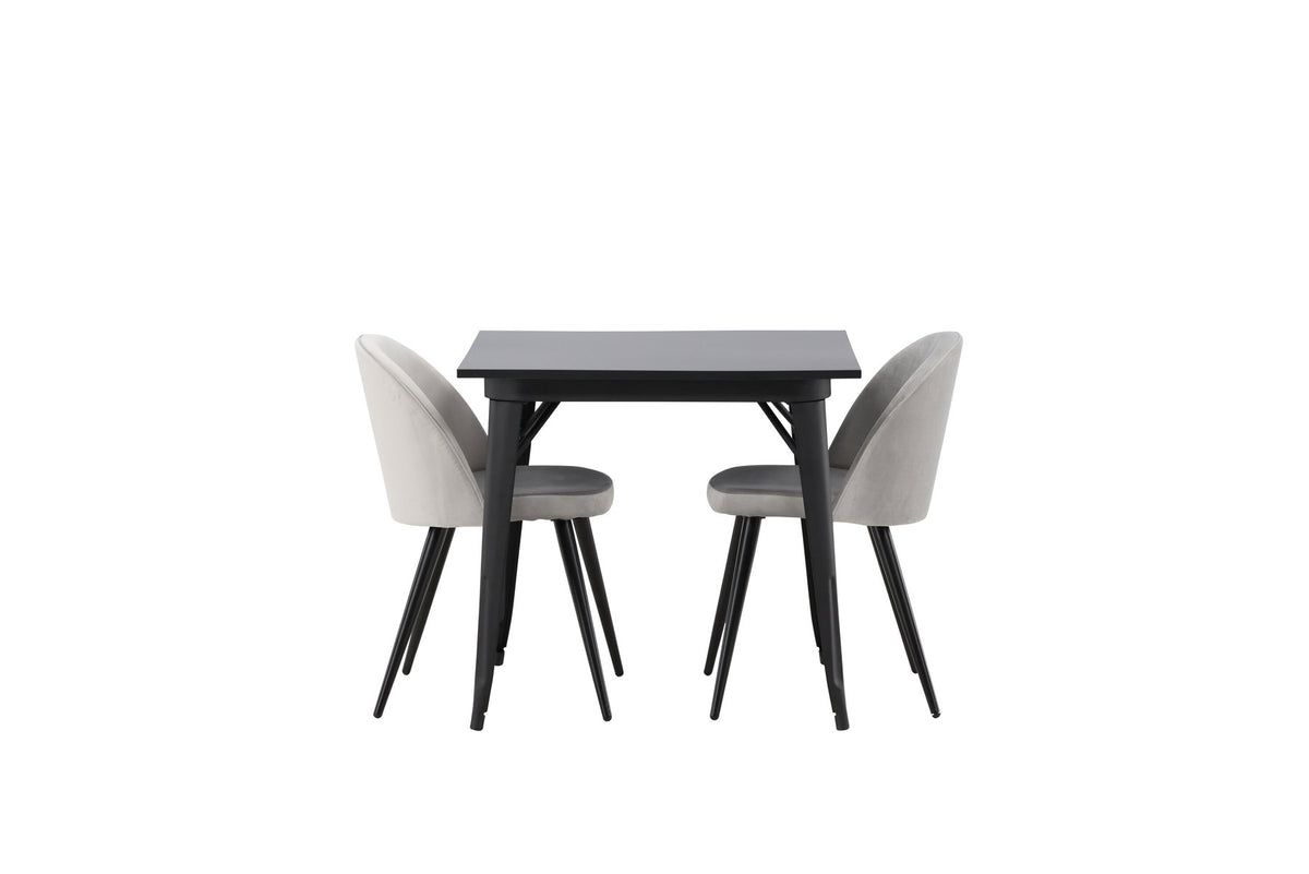 Tempe Esszimmerset + Velvet 80cm/2St. in Schwarzgrau präsentiert im Onlineshop von KAQTU Design AG. Esszimmerset ist von Venture Home
