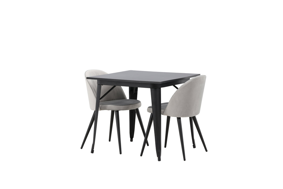 Tempe Esszimmerset + Velvet 80cm/2St. in Schwarzgrau präsentiert im Onlineshop von KAQTU Design AG. Esszimmerset ist von Venture Home