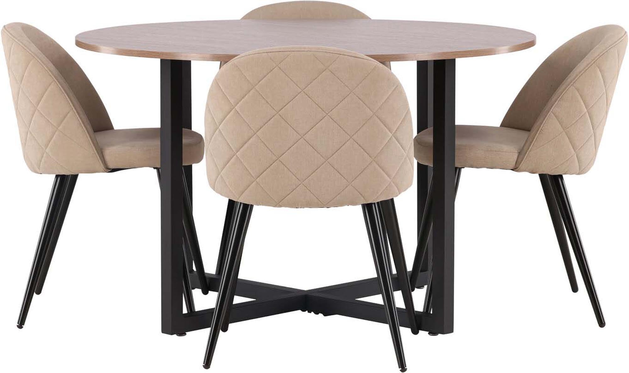 Elegantes Durango Esszimmerset mit 120 cm Tisch und komfortablen Samt-Stühlen. Ideal für gesellige Runden und stilvolles Ambiente.