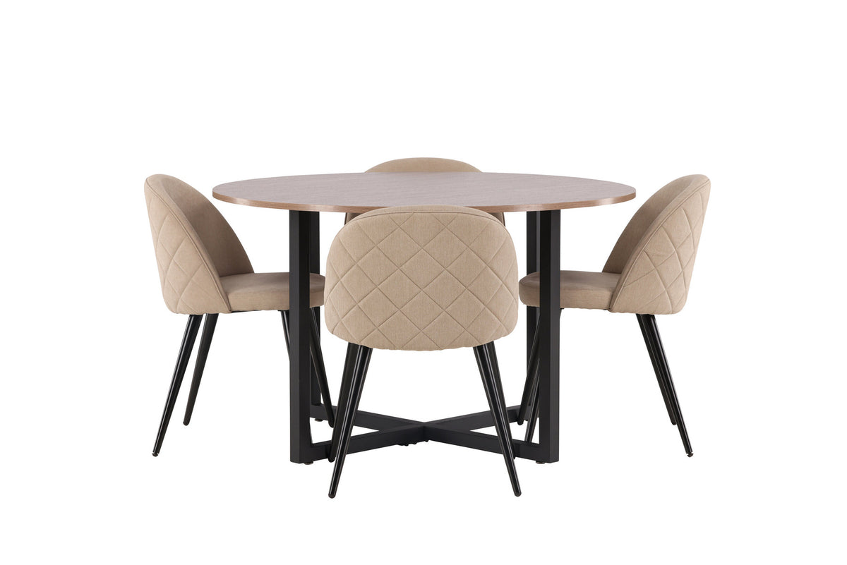 Durango Esszimmerset + Velvet ⌀120cm/4St. in Beige, Schwarz präsentiert im Onlineshop von KAQTU Design AG. Esszimmerset ist von Venture Home