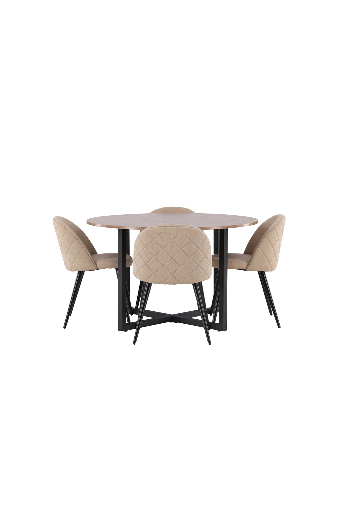 Durango Esszimmerset + Velvet ⌀120cm/4St. in Beige, Schwarz präsentiert im Onlineshop von KAQTU Design AG. Esszimmerset ist von Venture Home