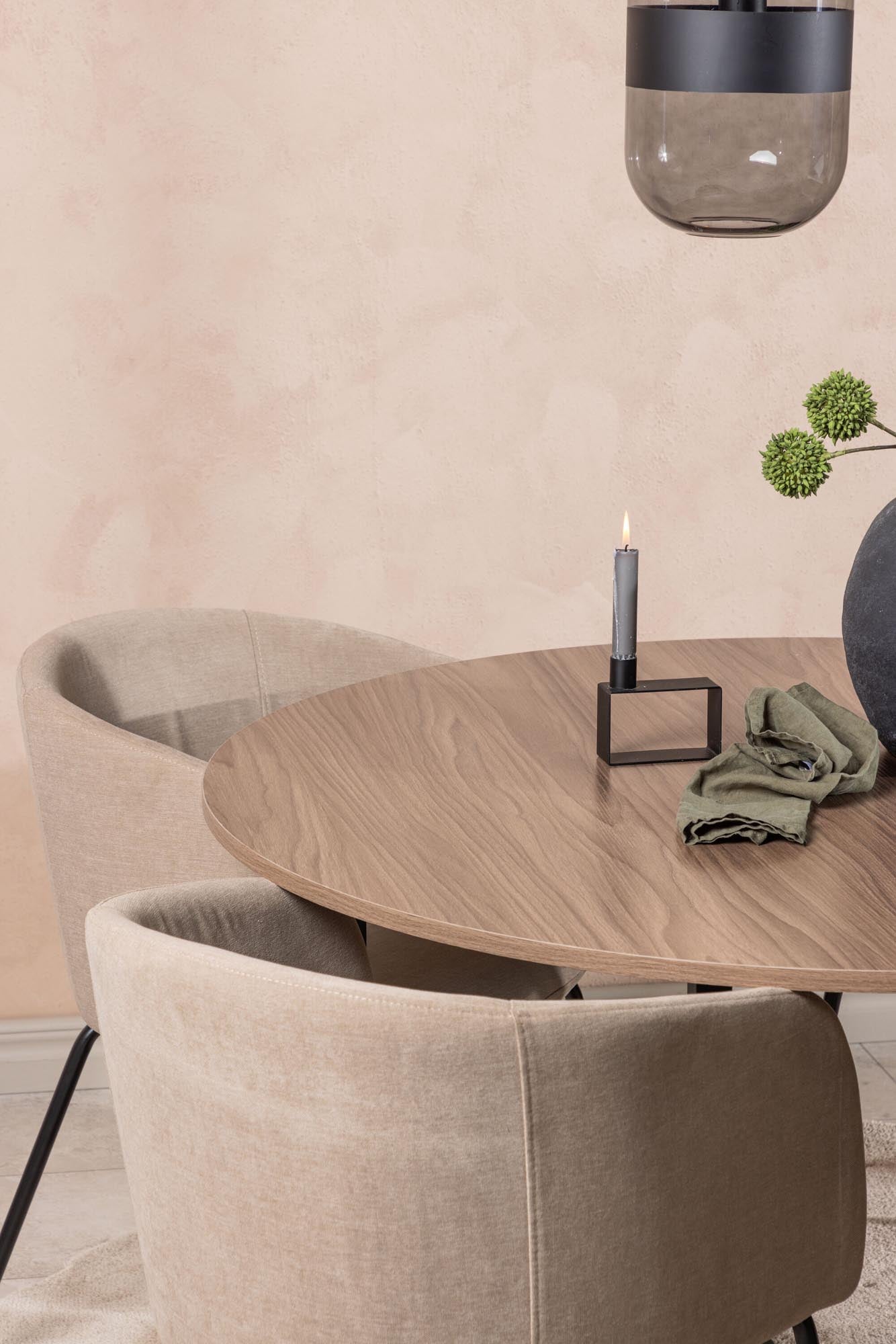 Das Durango Esszimmerset mit Berit Tisch (⌀120cm) und 4 Stühlen von Venture Home bietet stilvolles Design und Komfort für Ihr Zuhause.