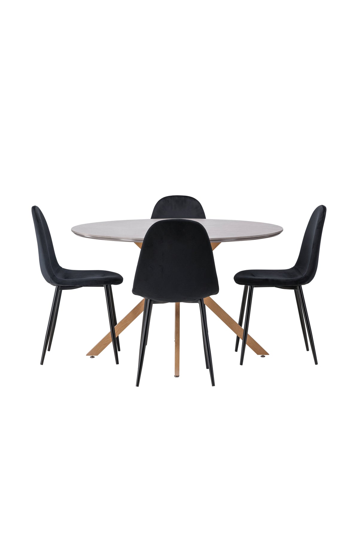 Piazza Esstisch + 4 x Polar Esszimmerstuhl in Schwarz/Velvet präsentiert im Onlineshop von KAQTU Design AG. Esszimmerset ist von Venture Home