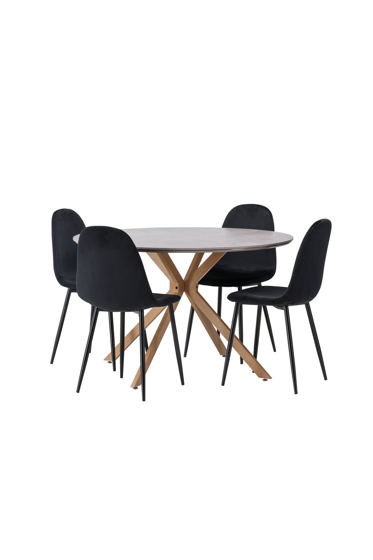Piazza Esstisch + 4 x Polar Esszimmerstuhl in Schwarz/Velvet präsentiert im Onlineshop von KAQTU Design AG. Esszimmerset ist von Venture Home