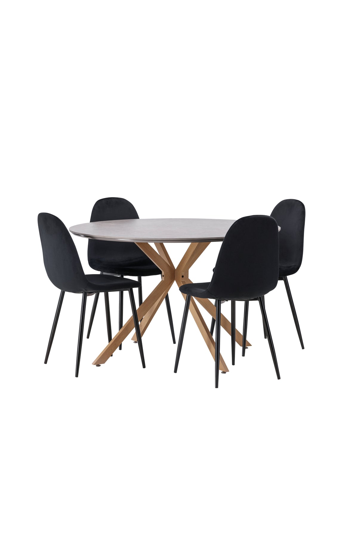 Piazza Esstisch + 4 x Polar Esszimmerstuhl in Schwarz/Velvet präsentiert im Onlineshop von KAQTU Design AG. Esszimmerset ist von Venture Home