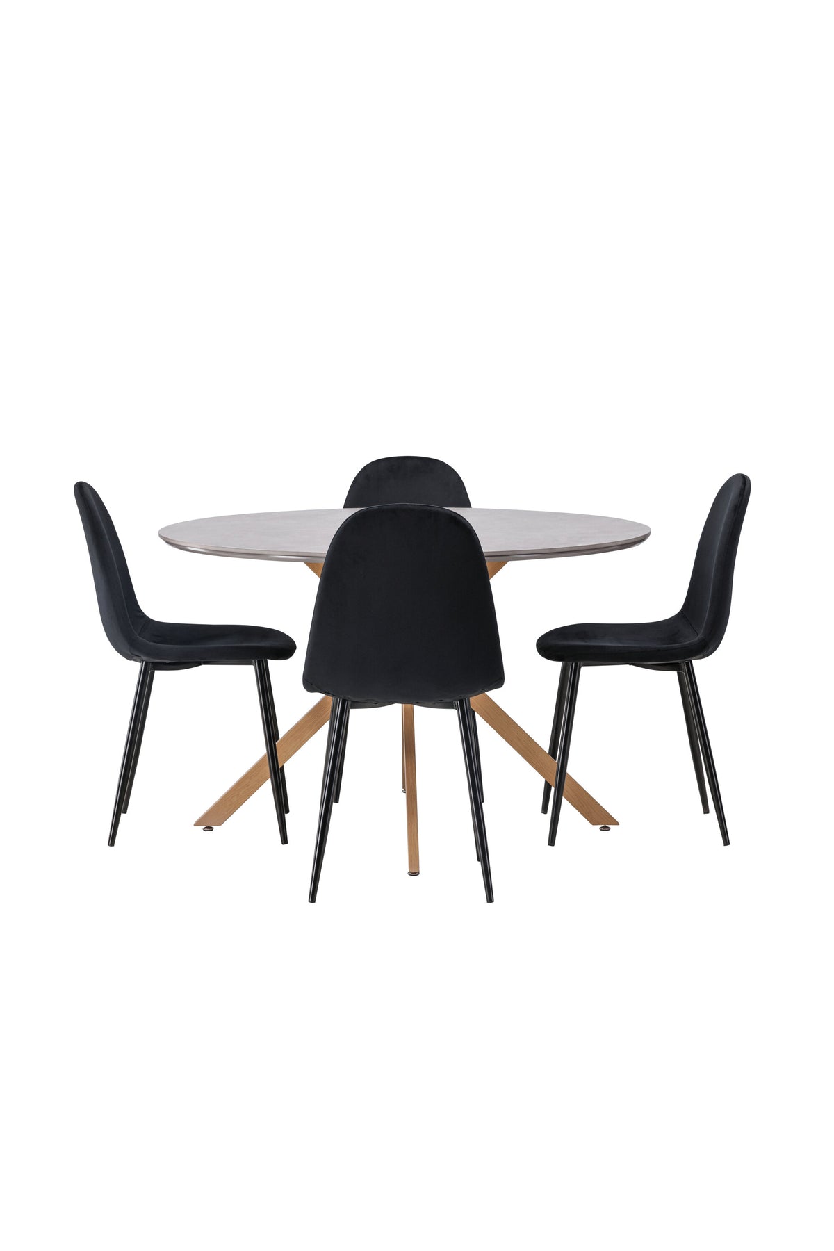 Piazza Esstisch + 4 x Polar Esszimmerstuhl in Schwarz/Velvet präsentiert im Onlineshop von KAQTU Design AG. Esszimmerset ist von Venture Home