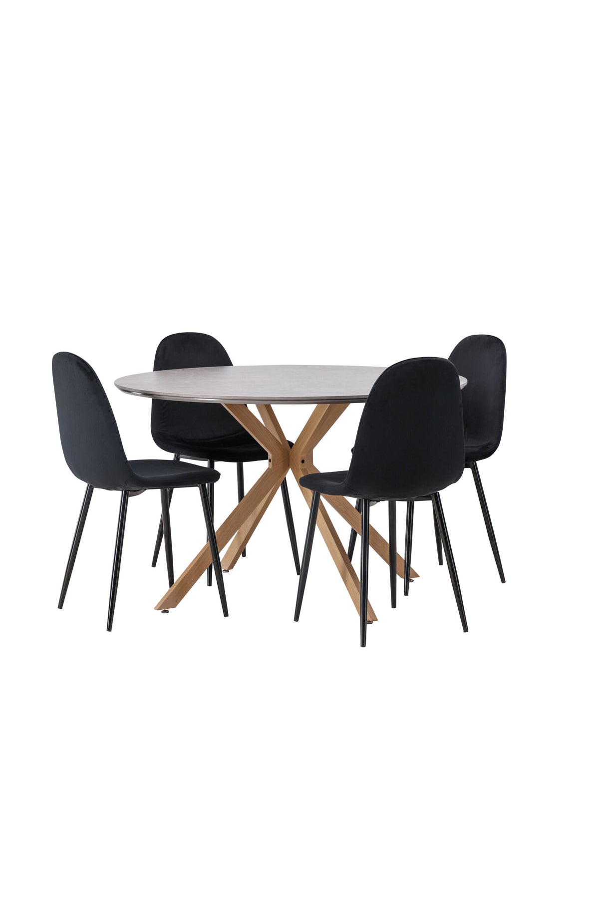 Piazza Esstisch + 4 x Polar Esszimmerstuhl in Schwarz/Velvet präsentiert im Onlineshop von KAQTU Design AG. Esszimmerset ist von Venture Home