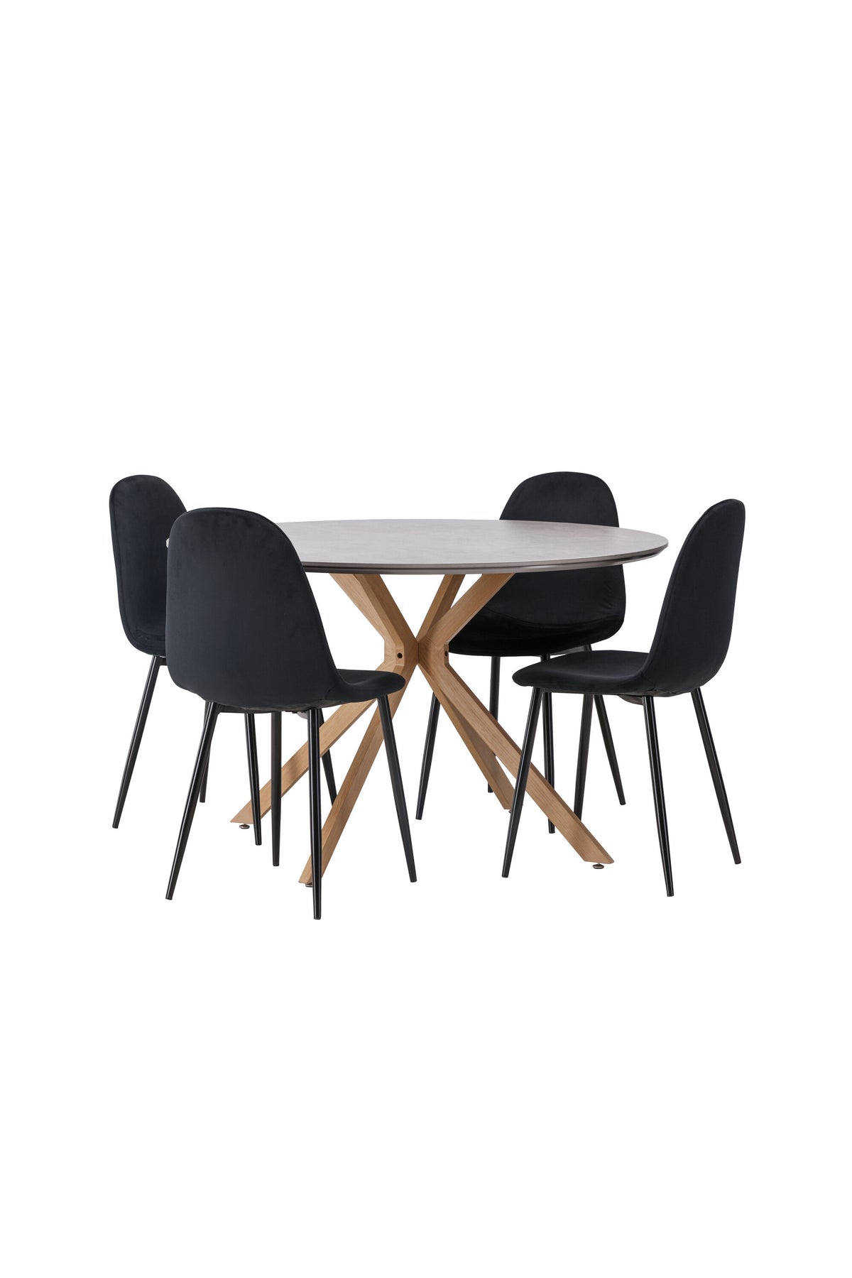 Piazza Esstisch + 4 x Polar Esszimmerstuhl in Schwarz/Velvet präsentiert im Onlineshop von KAQTU Design AG. Esszimmerset ist von Venture Home