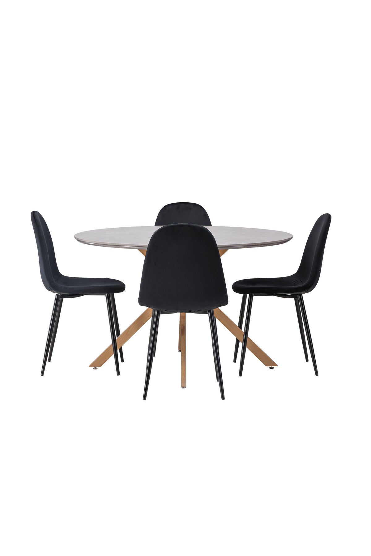 Piazza Esstisch + 4 x Polar Esszimmerstuhl in Schwarz/Velvet präsentiert im Onlineshop von KAQTU Design AG. Esszimmerset ist von Venture Home