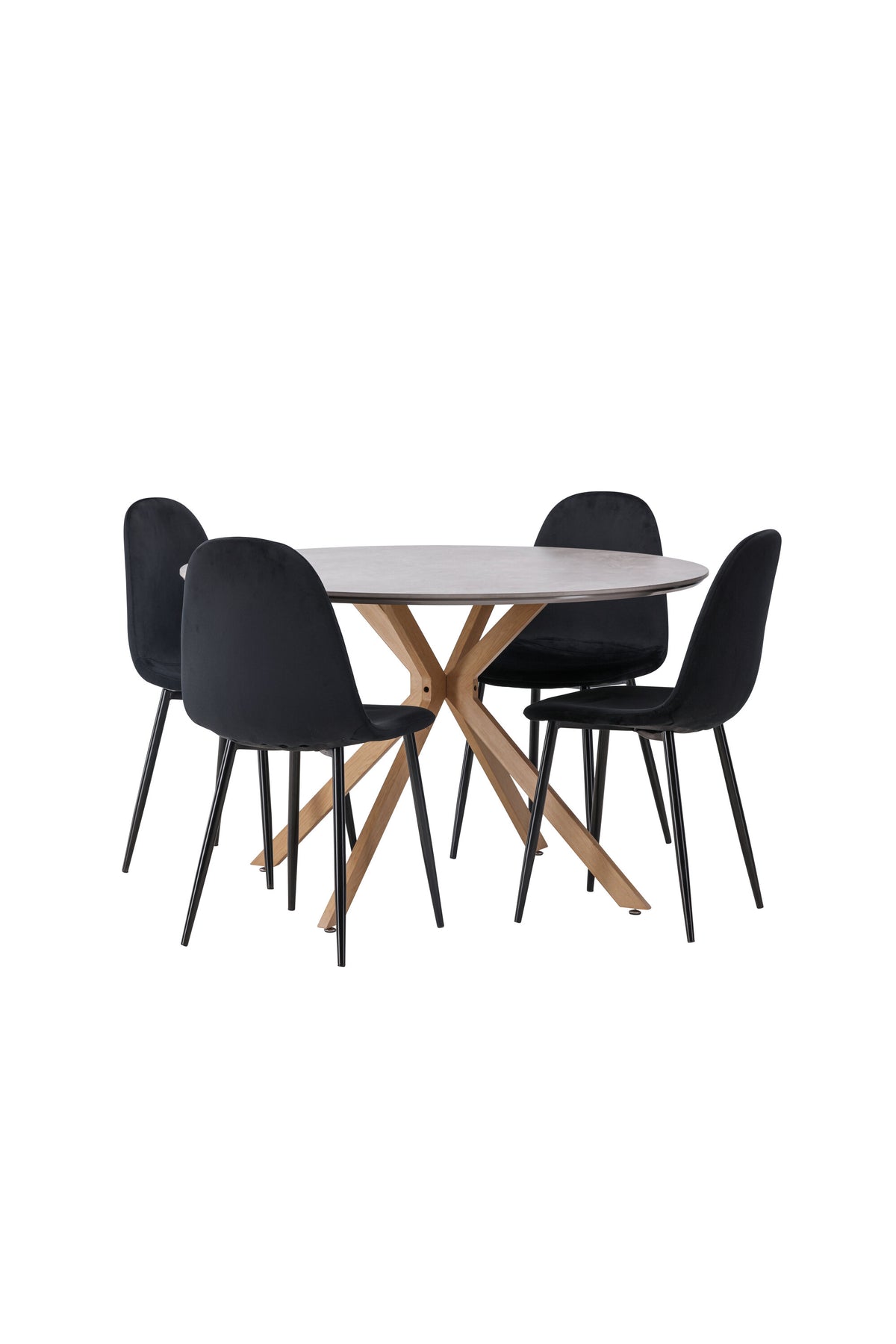 Piazza Esstisch + 4 x Polar Esszimmerstuhl in Schwarz/Velvet präsentiert im Onlineshop von KAQTU Design AG. Esszimmerset ist von Venture Home