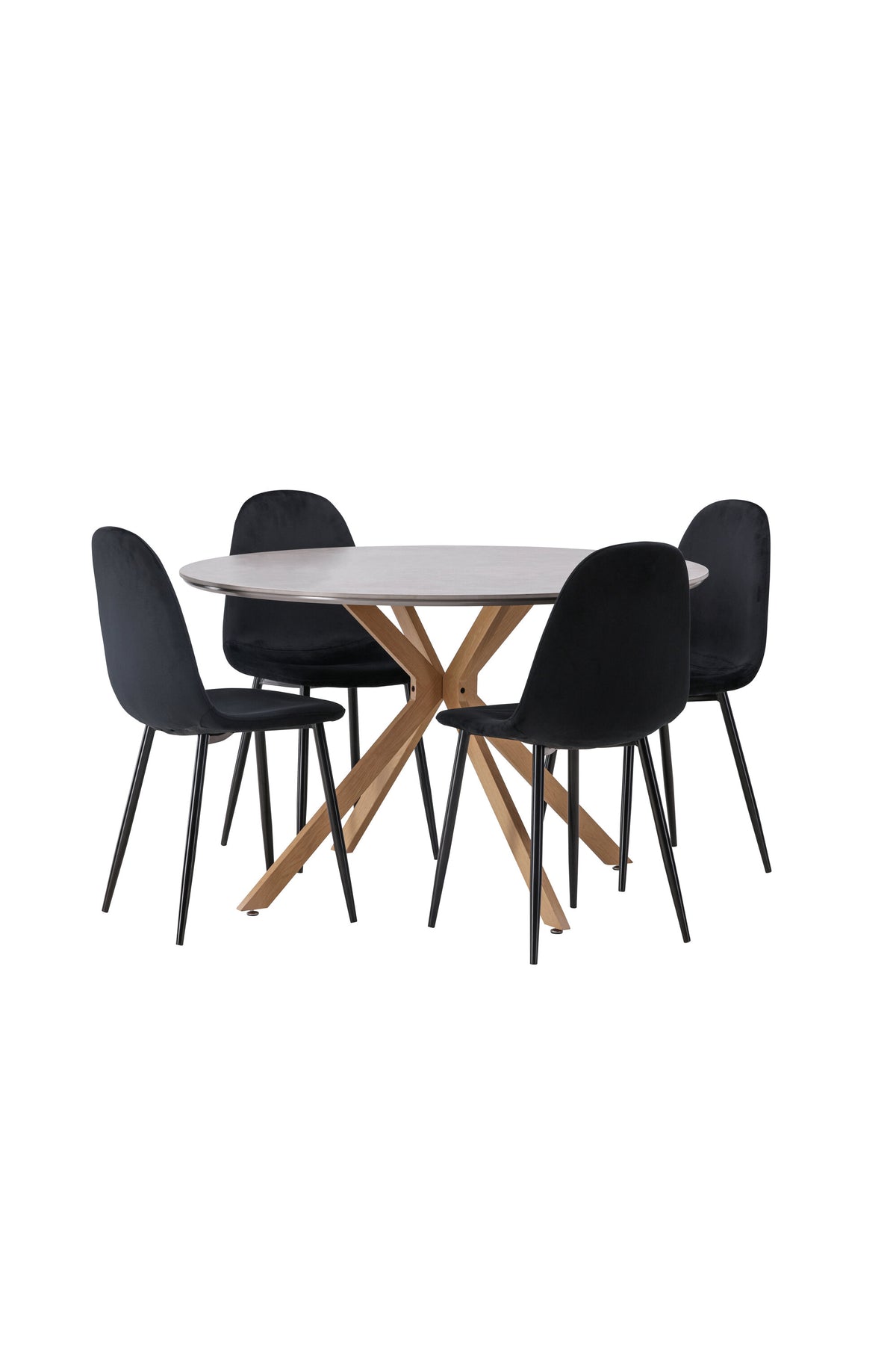 Piazza Esstisch + 4 x Polar Esszimmerstuhl in Schwarz/Velvet präsentiert im Onlineshop von KAQTU Design AG. Esszimmerset ist von Venture Home