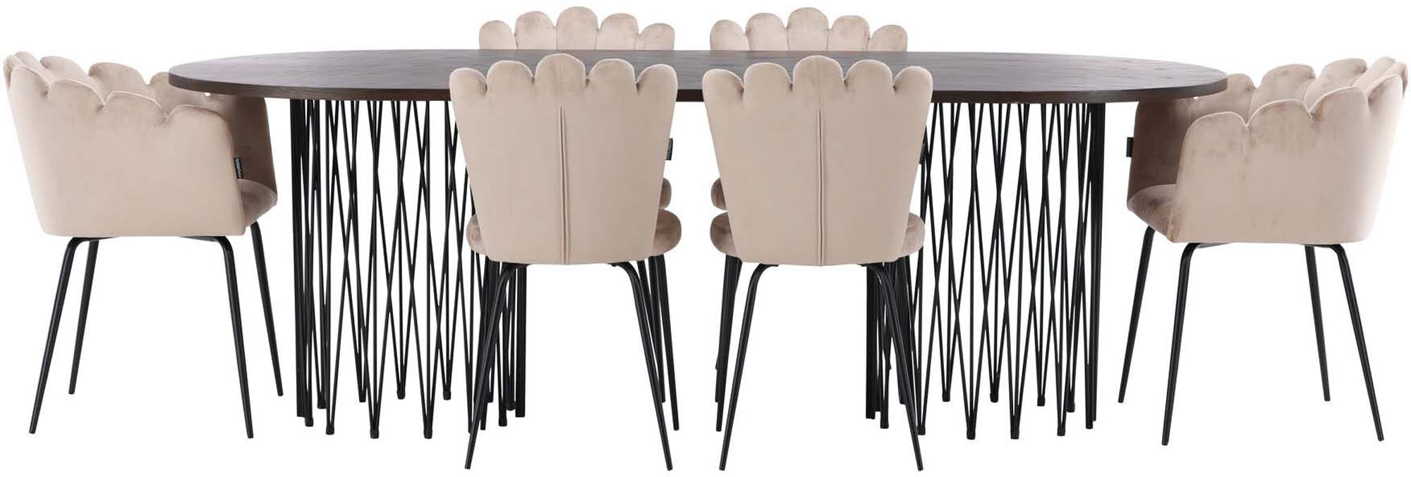 Stilvolles Stone Esszimmerset mit 220 cm Tisch und 2 Limhamn-Stühlen. Modernes Design, hochwertige Materialien für einladende Essatmosphäre.