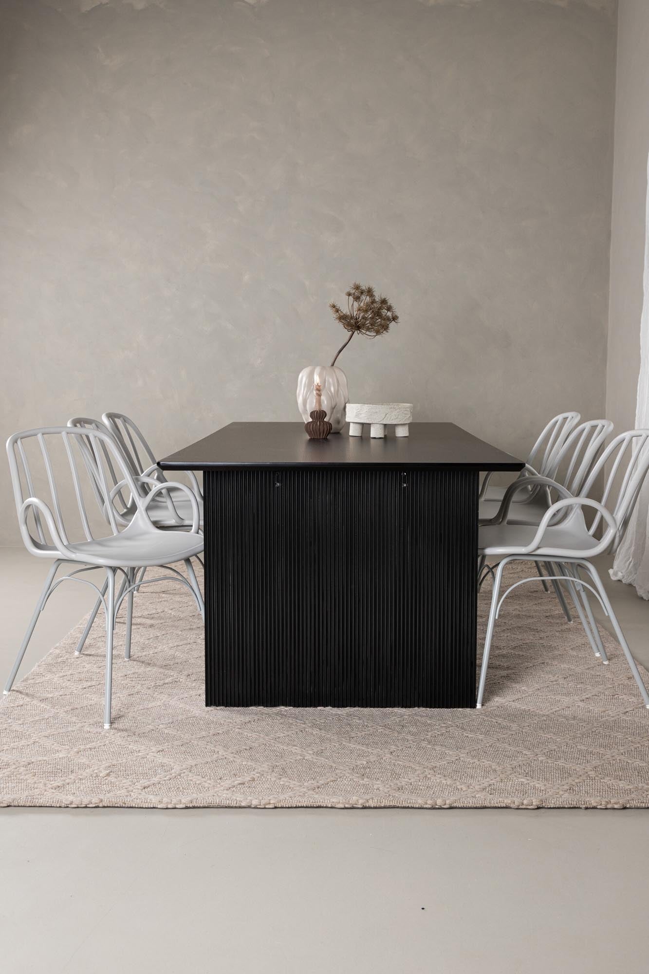 Vail Esszimmerset + Dyrön 200cm/6St.: Modernes, elegantes Esszimmer-Set für 6 Personen. Hochwertige Materialien und nordisches Design für gesellige Momente.