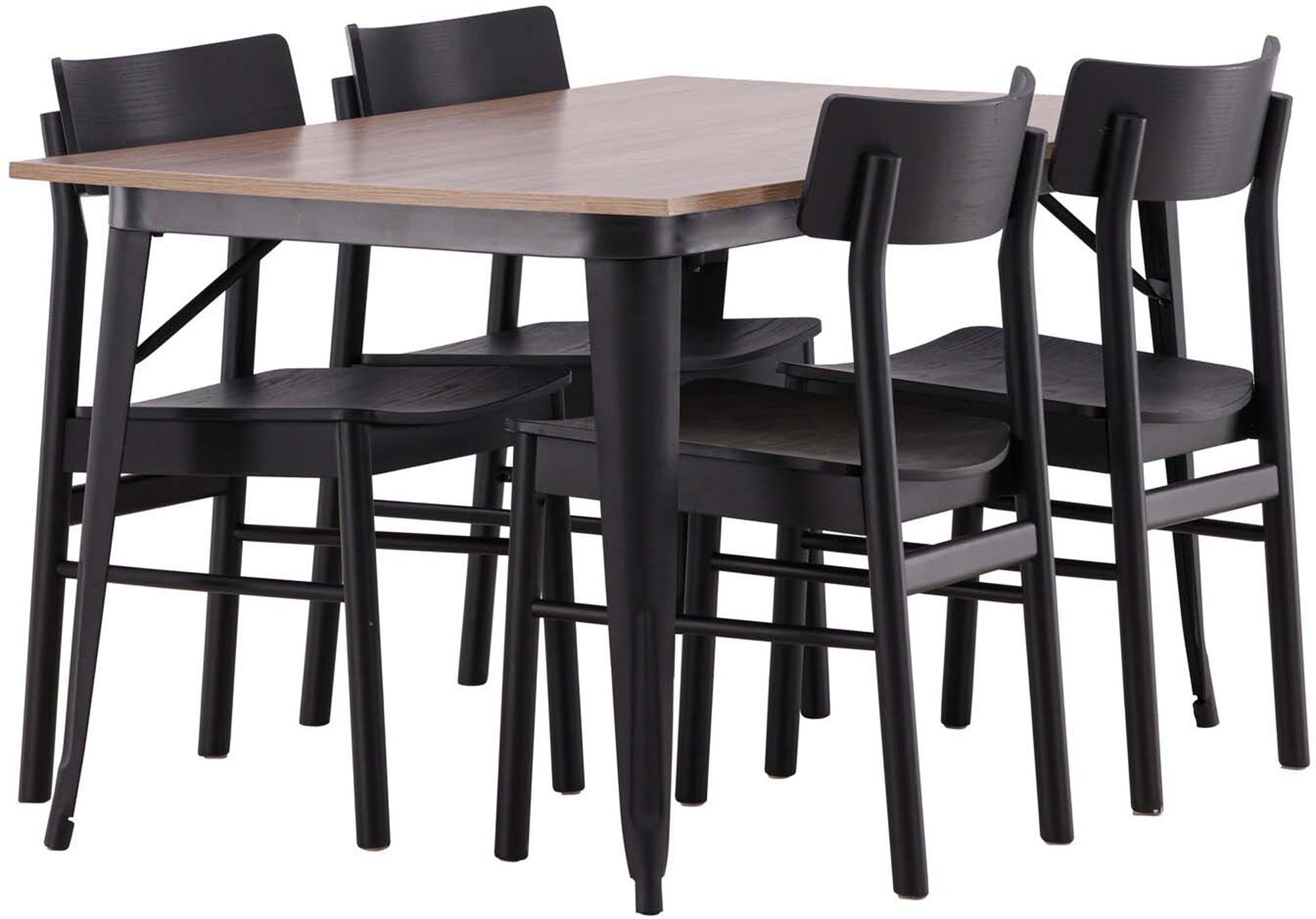 Elegantes Esszimmerset Tempe + Montros, 140cm, 4 Stühle, Venture Home.