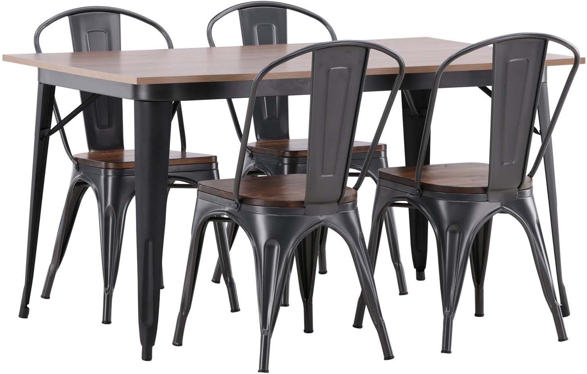 Entdecken Sie das Tempe Esszimmerset von Venture Home: Ein 140 cm großer Esstisch und 4 komfortable Stühle vereinen modernes Design mit Funktionalität.