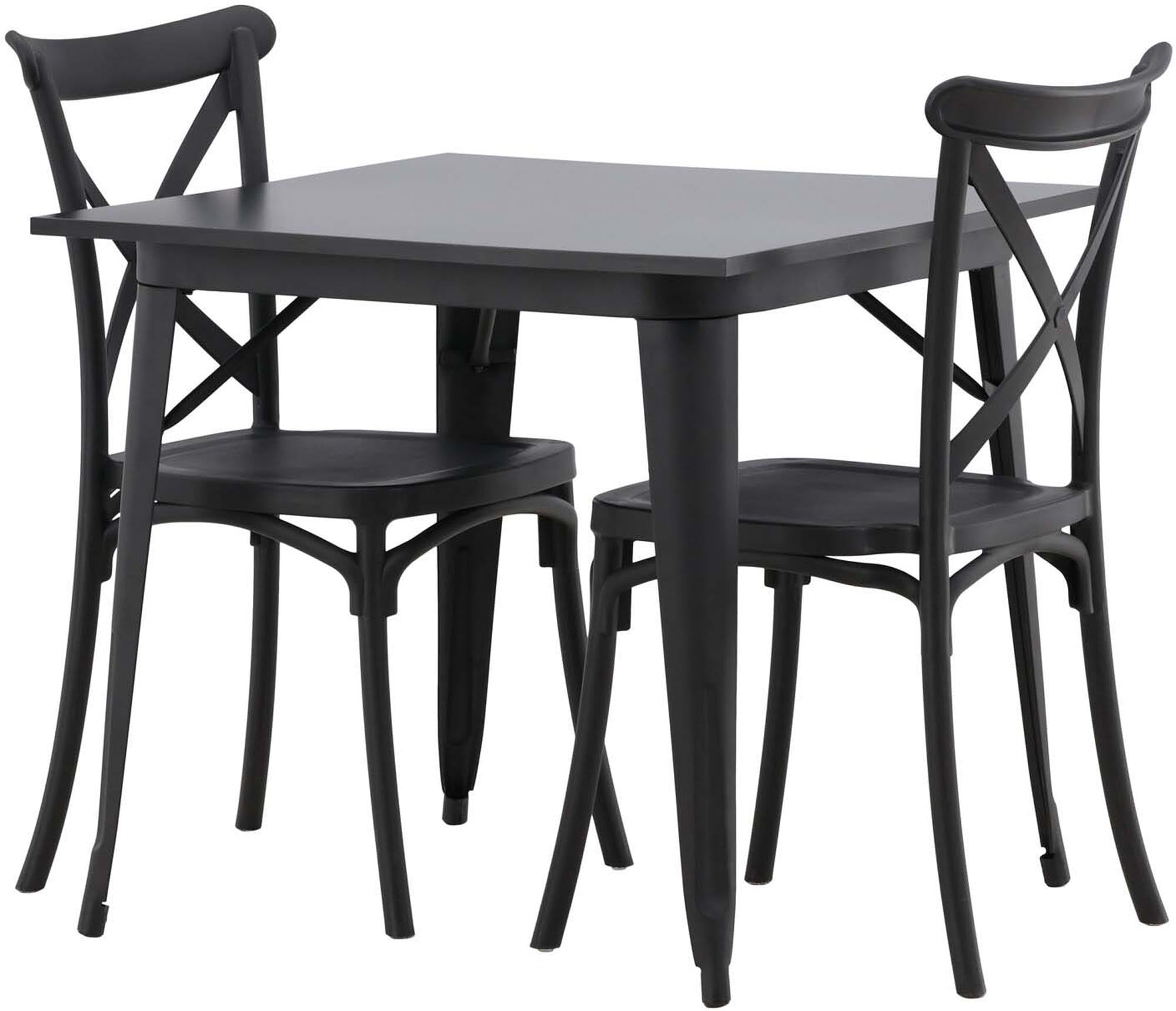 Elegantes Tempe Esszimmerset mit Crosett-Stühlen, ideal für kleine Räume. Stilvoll, funktional und pflegeleicht.