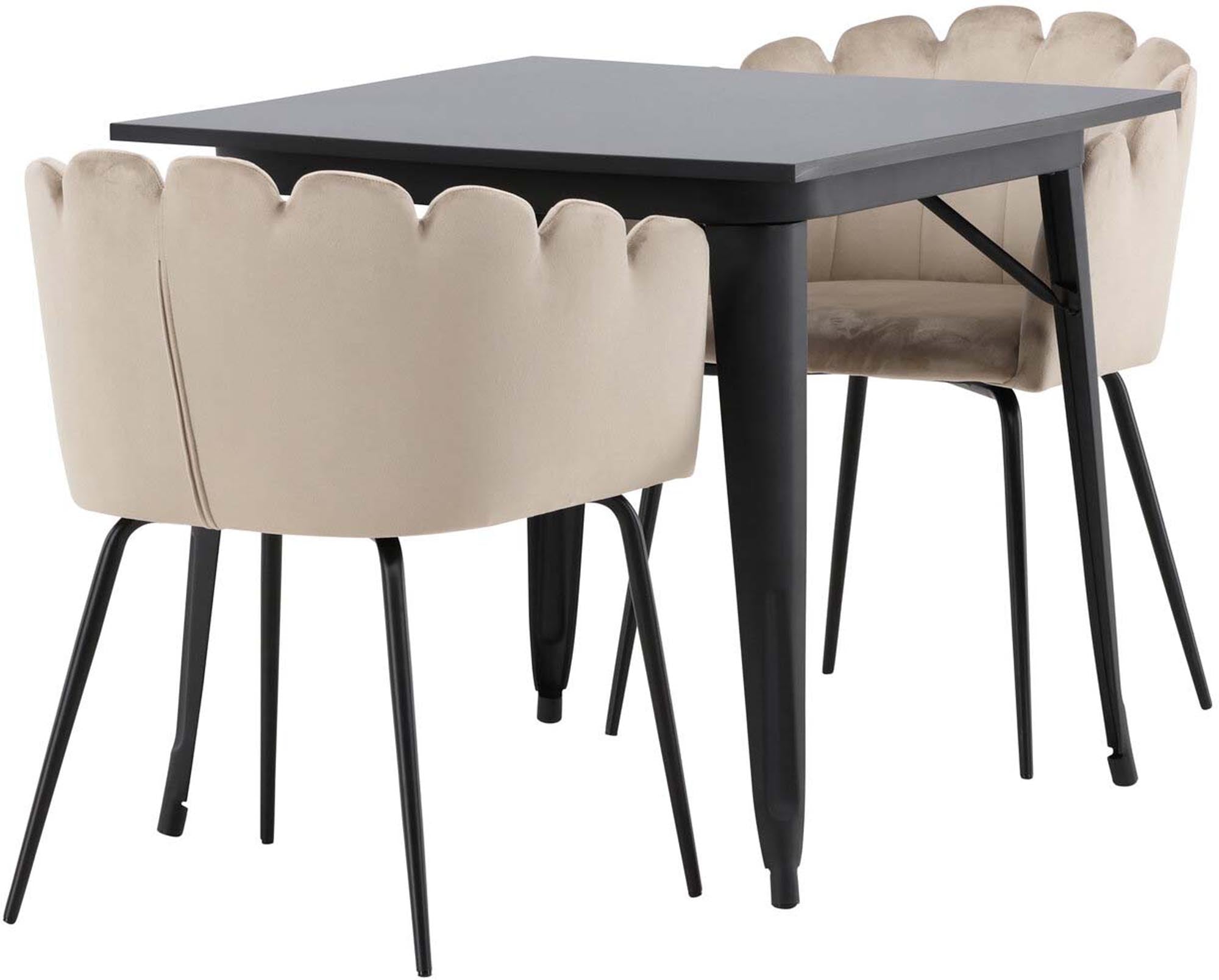 Stilvolles Tempe Esszimmerset mit Limhamn Armlehnen, 80cm, 2 bequeme Stühle. Perfekt für gesellige Abende und elegante Dinnerpartys.