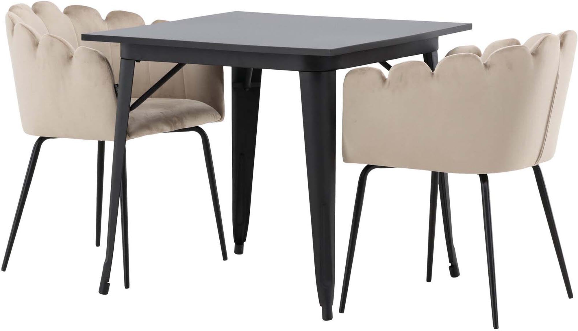 Elegantes Esszimmerset Tempe mit Limhamn Arm, 80cm, 2 Stühle. Ideal für stilvolle Dinnerpartys und gemütliche Abende. Hochwertige Materialien.