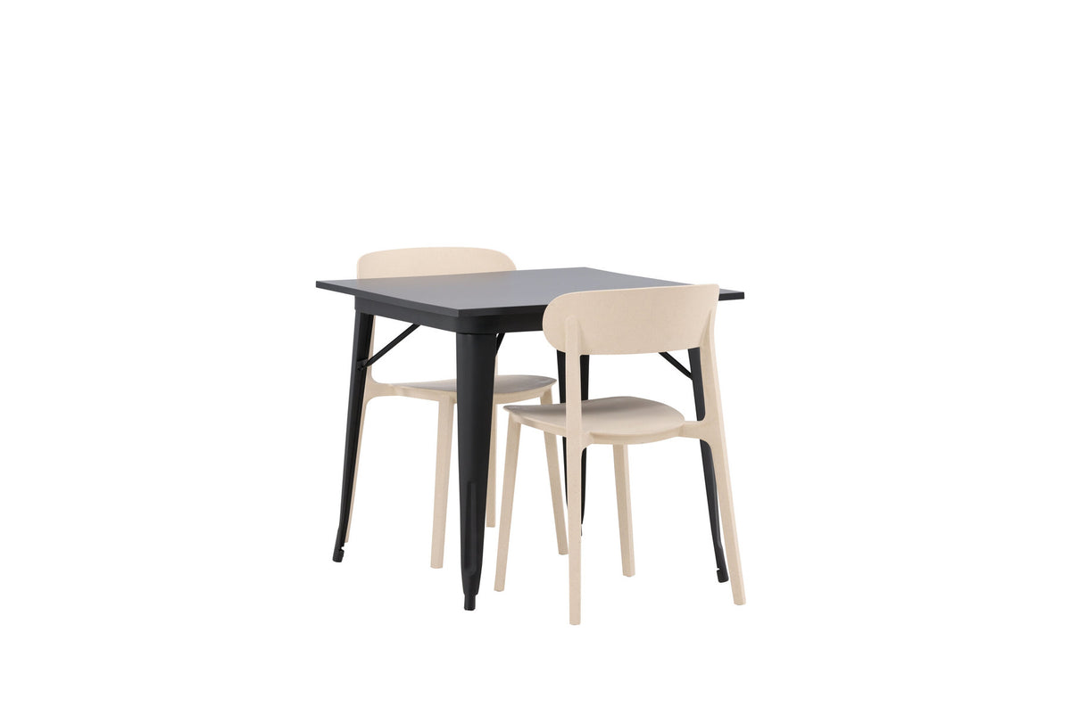 Tempe Esstisch + 2 x Åstol Esszimmerstuhl in Beige präsentiert im Onlineshop von KAQTU Design AG. Esszimmerset ist von Venture Home