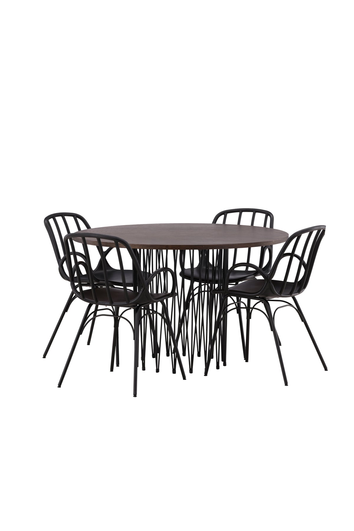 Stone Esszimmerset + Dyrön ⌀120cm/4St. in Schwarz präsentiert im Onlineshop von KAQTU Design AG. Esszimmerset ist von Venture Home