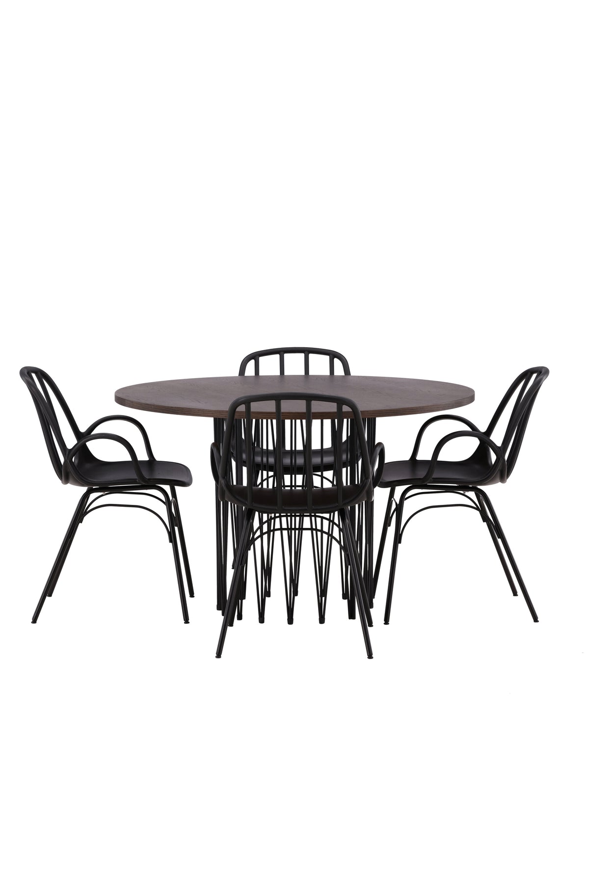 Stone Esszimmerset + Dyrön ⌀120cm/4St. in Schwarz präsentiert im Onlineshop von KAQTU Design AG. Esszimmerset ist von Venture Home