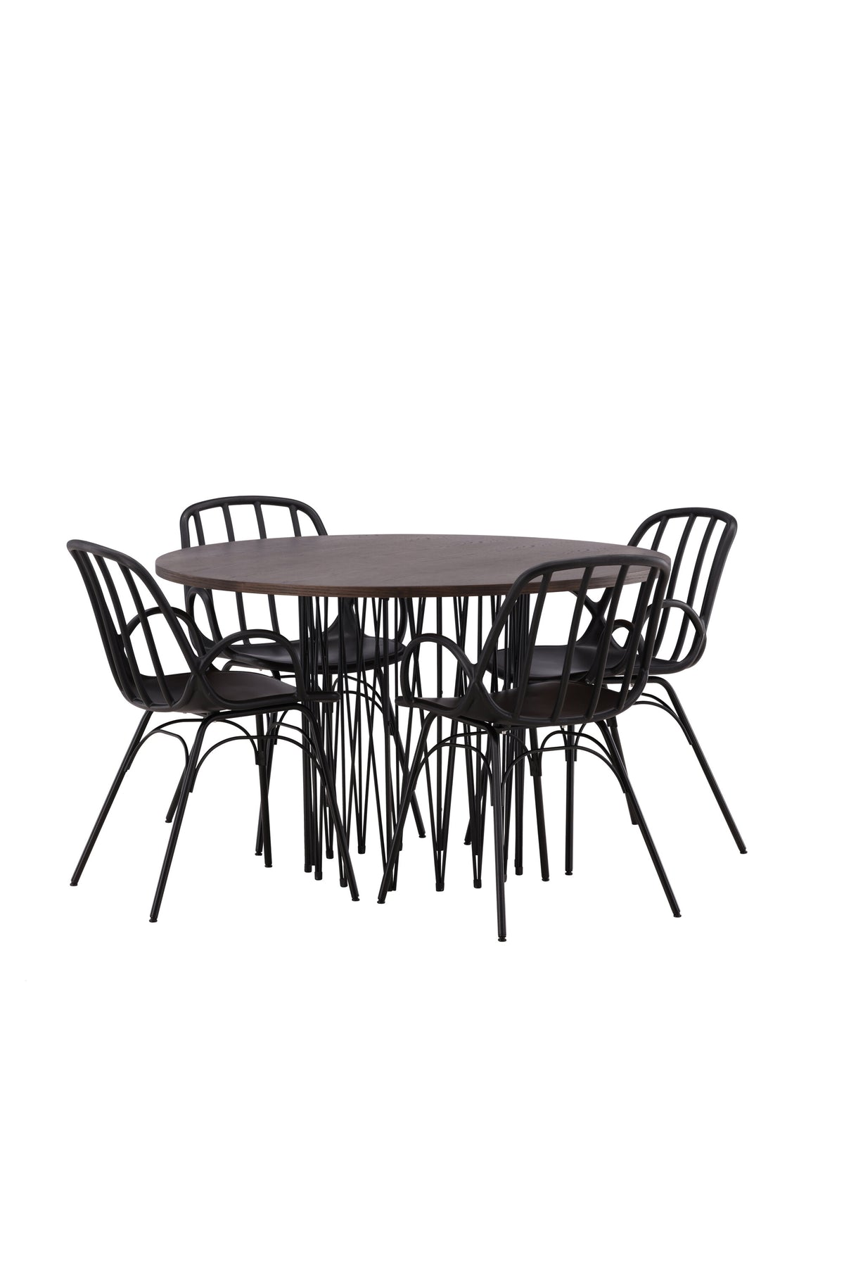 Stone Esszimmerset + Dyrön ⌀120cm/4St. in Schwarz präsentiert im Onlineshop von KAQTU Design AG. Esszimmerset ist von Venture Home